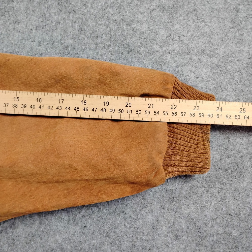 G-III Leather Fashions Mens Medium Tan Suede Bomber Flight Jacket - Picture 7 of 12
